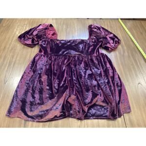 Delia's Dolls Kill So devoted babydoll glitter velour puff sleeve mini dress 3x